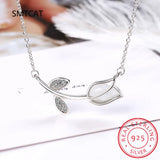 925 Silver Mother Gift Tulip CZ Necklace For Women
