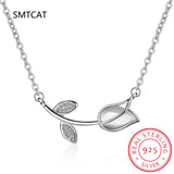 925 Silver Mother Gift Tulip CZ Necklace For Women