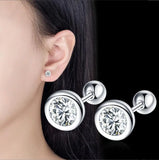 925 Silver CZ Beads Stud Earrings Wedding Jewelry
