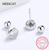 925 Silver CZ Beads Stud Earrings Wedding Jewelry