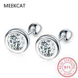 925 Silver CZ Beads Stud Earrings Wedding Jewelry