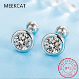 925 Silver CZ Beads Stud Earrings Wedding Jewelry