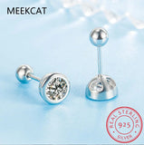 925 Silver CZ Beads Stud Earrings Wedding Jewelry