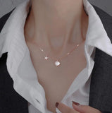 925 Silver Sea Star Shells Pendant Necklace For Women Wedding Birthday Present