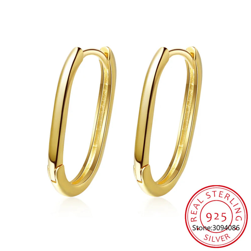 925 Sterling Silver Ellipse Charm Hoop Earring for Women Wedding Gift