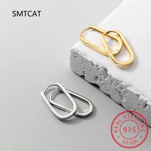 925 Sterling Silver Ellipse Charm Hoop Earring for Women Wedding Gift