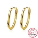 925 Sterling Silver Ellipse Charm Hoop Earring for Women Wedding Gift