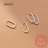 925 Sterling Silver Ellipse Charm Hoop Earring for Women Wedding Gift