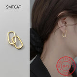 925 Sterling Silver Ellipse Charm Hoop Earring for Women Wedding Gift
