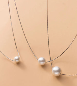 925 Silver Pearl Charm Necklace for Women Wedding Party