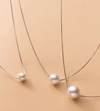 925 Silver Pearl Charm Necklace for Women Wedding Party
