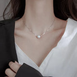 925 Silver Pearl Charm Necklace for Women Wedding Party