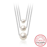 925 Silver Pearl Charm Necklace for Women Wedding Party