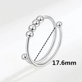 925 Silver Fidgety Bead Anxiety Open Ring for Women