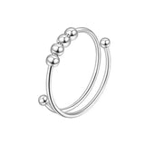 925 Silver Fidgety Bead Anxiety Open Ring for Women
