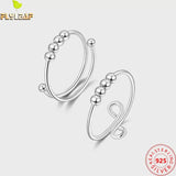 925 Silver Fidgety Bead Anxiety Open Ring for Women
