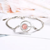 925 Silver Strawberry Quartz Circle Chain Bracelet