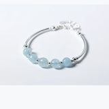 925 Silver Beads Crystals Cuff Bracelet GTLS486