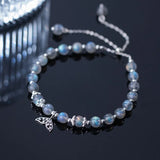 925 Sterling Silver Moonstone Wrist Bracelet with Mermaid Charms