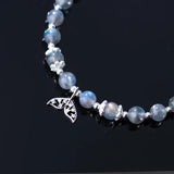 925 Sterling Silver Moonstone Wrist Bracelet with Mermaid Charms