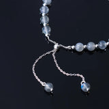 925 Sterling Silver Moonstone Wrist Bracelet with Mermaid Charms