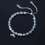 925 Sterling Silver Moonstone Wrist Bracelet with Mermaid Charms