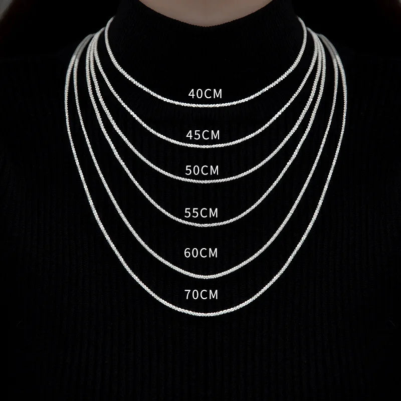 925 Sterling Silver Star Chain Necklace 16-32in Clavicle Choker Women Jewelry