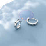 925 Silver Irregular Geometric Star Round Ear Hoop Earrings
