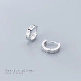 925 Silver Irregular Geometric Star Round Ear Hoop Earrings