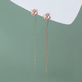 925 Silver Flower Threader Earrings for Women