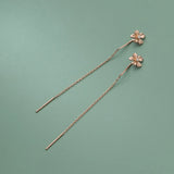 925 Silver Flower Threader Earrings for Women