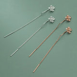 925 Silver Flower Threader Earrings for Women