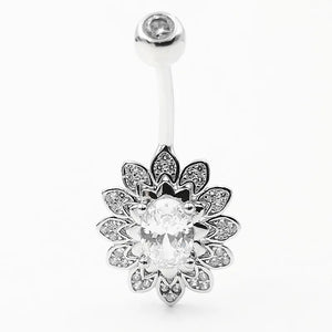 925 Sterling Silver Flower Belly Button Rings Navel Piercing Accessories