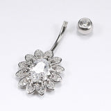 925 Sterling Silver Flower Belly Button Rings Navel Piercing Accessories