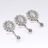 925 Sterling Silver Flower Belly Button Rings Navel Piercing Accessories