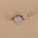 925 Sterling Silver Flower Belly Button Rings Navel Piercing Accessories