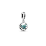 925 Silver Flower Dangles Mom Heart Charms Family Beads for Bracelets