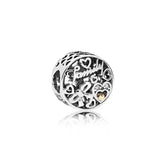 925 Silver Flower Dangles Mom Heart Charms Family Beads for Bracelets