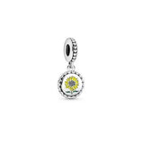 925 Silver Flower Dangles Mom Heart Charms Family Beads for Bracelets