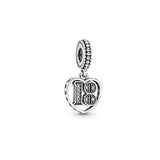 925 Silver Flower Dangles Mom Heart Charms Family Beads for Bracelets