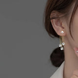 925 Sterling Silver Flower Tassel Front Back Post Earrings