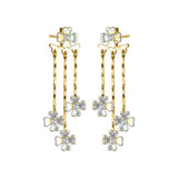 925 Sterling Silver Flower Tassel Front Back Post Earrings