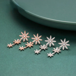 925 Silver Flowers Zircon Drop Earrings Fine Jewelry for Women