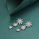 925 Sterling Silver Flowers Drop Earrings with Zircon Stones