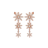 925 Silver Flowers Zircon Drop Earrings Fine Jewelry for Women