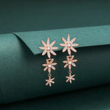 925 Silver Flowers Zircon Drop Earrings Fine Jewelry for Women