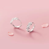 925 Sterling Silver Flowers Hoop Earrings for Women