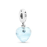 925 Sterling Silver Four Leaf Clover Pendant Pink Heart Charms