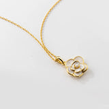 925 Silver Camellia Pearl Pendant Necklace for Women Wedding