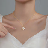 925 Silver Camellia Pearl Pendant Necklace for Women Wedding